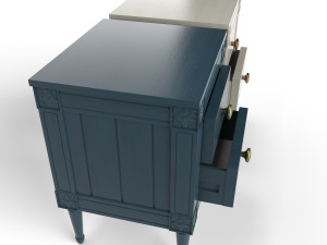 bourbon vintage bedside grey and dark blue 3D Model