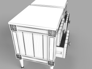 bourbon vintage bedside grey and dark blue 3D Model