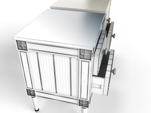bourbon vintage bedside grey and dark blue 3D Model