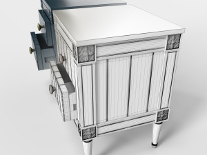 bourbon vintage bedside grey and dark blue 3D Model