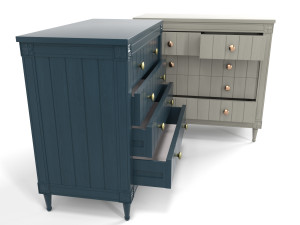 bourbon vintage chest of drawers grey and dark blue 3D Model