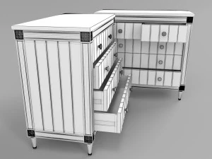 bourbon vintage chest of drawers grey and dark blue 3D Model