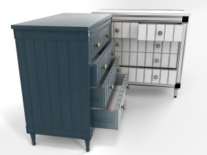 bourbon vintage chest of drawers grey and dark blue Model 3D