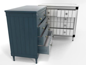 bourbon vintage chest of drawers grey and dark blue 3D Model