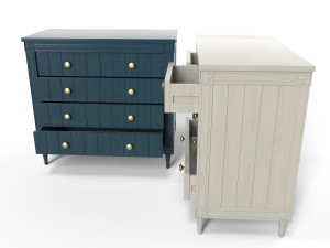 bourbon vintage chest of drawers grey and dark blue Model 3D