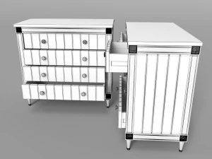 bourbon vintage chest of drawers grey and dark blue 3D Model