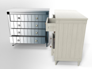 bourbon vintage chest of drawers grey and dark blue Model 3D