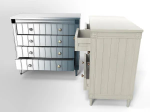 bourbon vintage chest of drawers grey and dark blue 3D Model