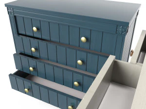 bourbon vintage chest of drawers grey and dark blue 3D Model