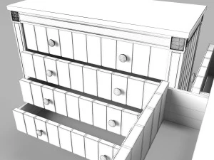 bourbon vintage chest of drawers grey and dark blue 3D Model