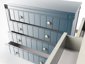 bourbon vintage chest of drawers grey and dark blue Model 3D