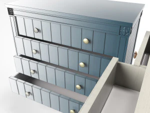 bourbon vintage chest of drawers grey and dark blue 3D Model