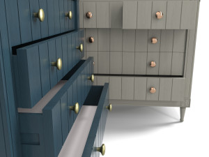 bourbon vintage chest of drawers grey and dark blue Model 3D