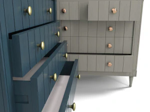 bourbon vintage chest of drawers grey and dark blue 3D Model