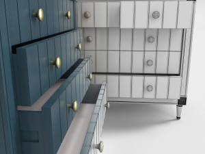 bourbon vintage chest of drawers grey and dark blue Model 3D