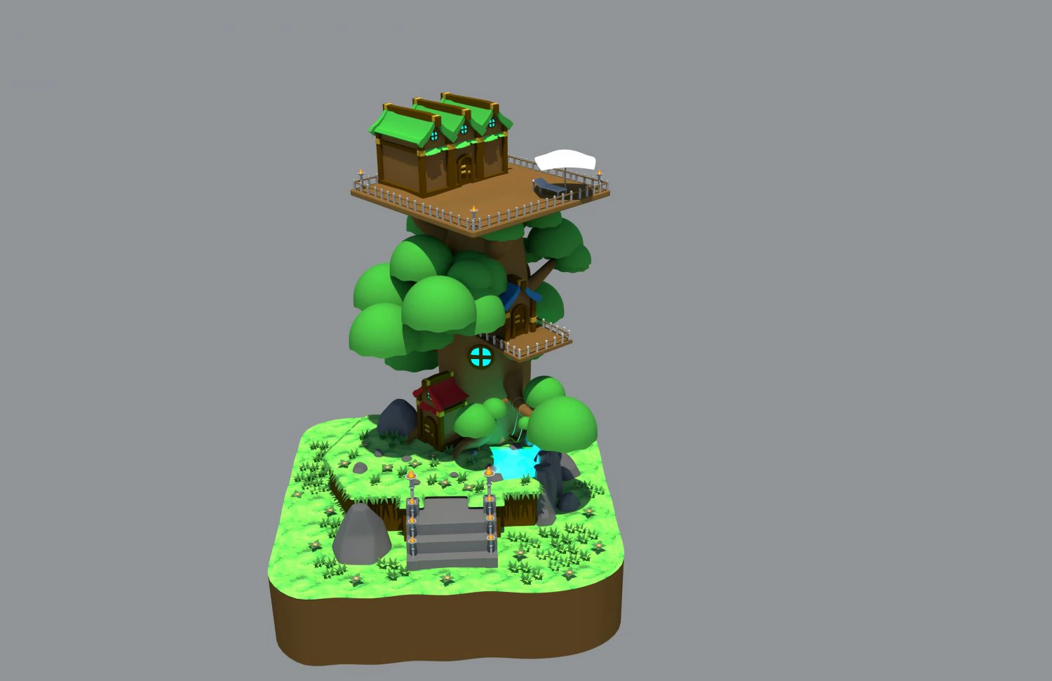 tree house 3D Model .c4d .max .obj .3ds .fbx .stl .blend