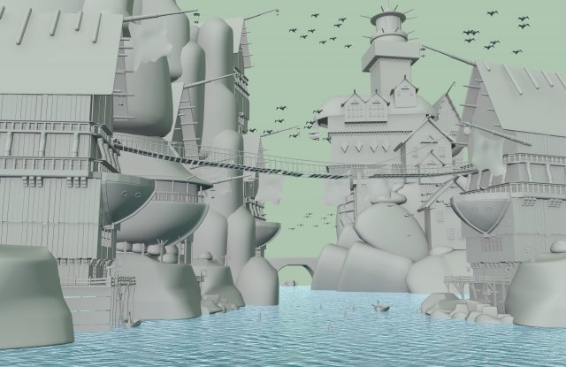 casas en el mar 3D Модель .c4d .max .obj .3ds .fbx .stl .blend 