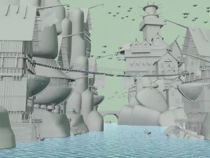 casas en el mar 3D Model