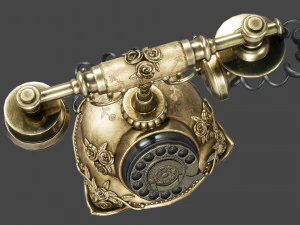 Antique Telephone Low-poly 3D Model