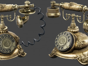 Antique Telephone Low-poly Modelo 3D