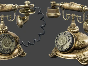 Antique Telephone Low-poly 3D Model