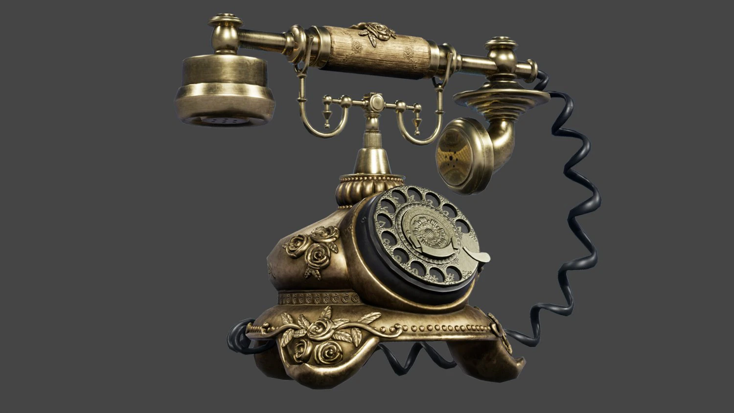 Antique Telephone Low-poly 3D Model .c4d .max .obj .3ds .fbx .stl .blend 