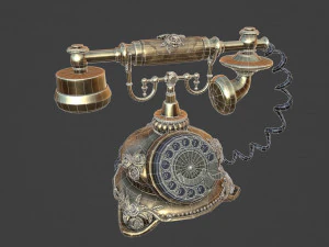 Antique Telephone Low-poly 3D Model