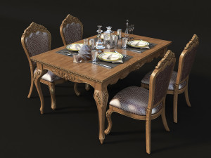 dinning classic table chair 3D Model
