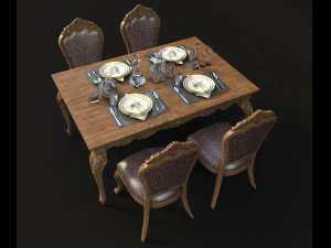 dinning classic table chair 3D Model
