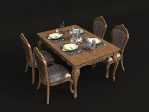 dinning classic table chair Modèle 3D