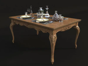 dinning classic table chair 3D Model