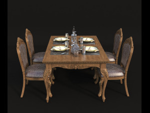 dinning classic table chair Modèle 3D
