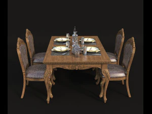 dinning classic table chair 3D Model