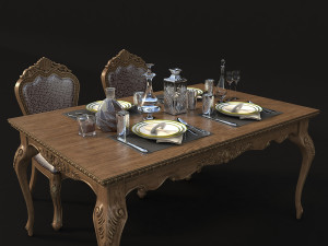 dinning classic table chair Modèle 3D