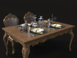 dinning classic table chair 3D Model