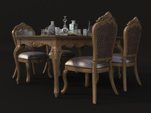 dinning classic table chair Modèle 3D