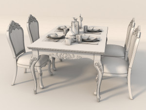 dinning classic table chair Modèle 3D