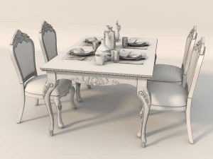 dinning classic table chair 3D Model