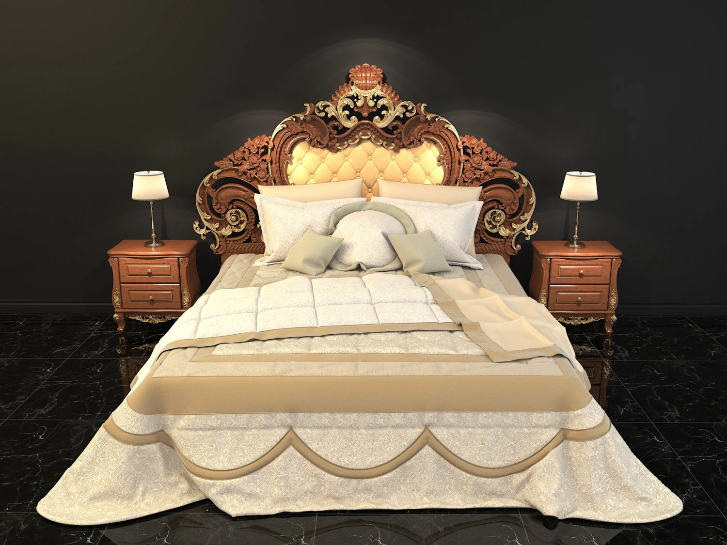 classic bed 3D Model .c4d .max .obj .3ds .fbx .stl .blend 