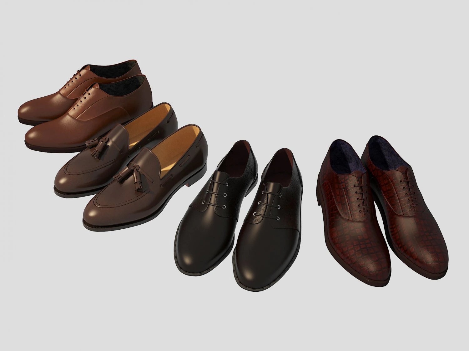 fashion leather shoes 2 3D Model .c4d .max .obj .3ds .fbx .stl .blend 