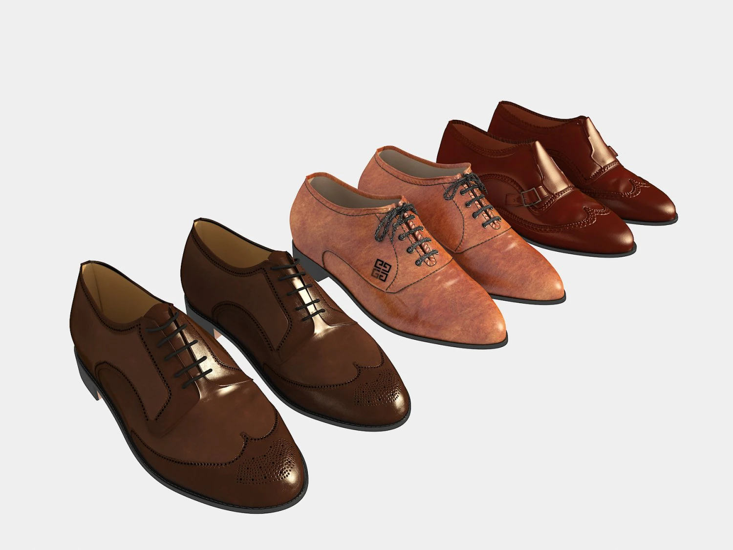 fashion leather shoes 3 3D Model .c4d .max .obj .3ds .fbx .stl .blend 