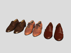 fashion leather shoes 3 3D Model