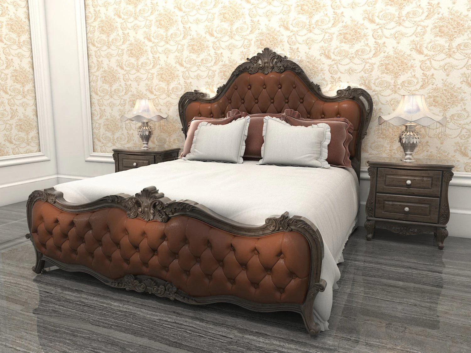 classic bed 2 3D Model .c4d .max .obj .3ds .fbx .stl .blend 