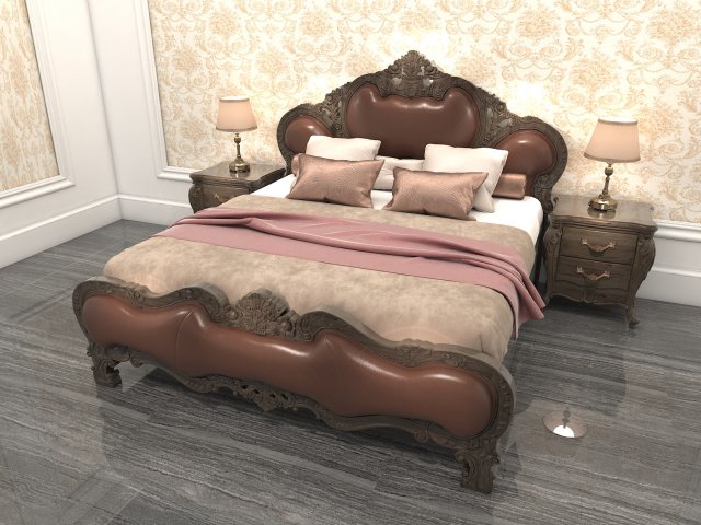 classic bed 3 Model 3D .c4d .max .obj .3ds .fbx .stl .blend 
