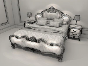 classic bed 3 3D Model