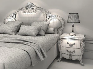 classic bed 3 3D Model