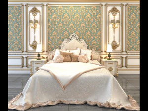 cama estilo europeu Modelo 3D