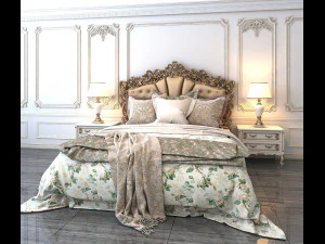 Europese stijl bed 2 3D Model