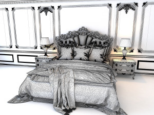 european style bed 2 3D Модель