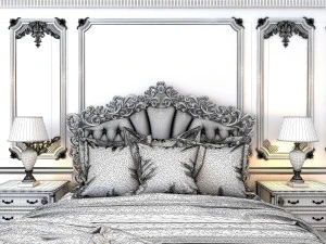 european style bed 2 3D Model